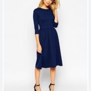 ASOS Navy Blue Midi Dress